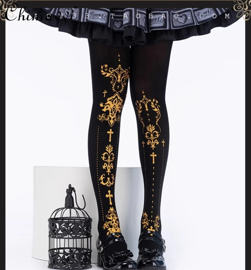 Goth cross Y2K Sweet Over Knee Long Socks Women Girs Sexy Nylon Calf Socks Thigh High Stockings Legging JK Lolita Cosplay Tights