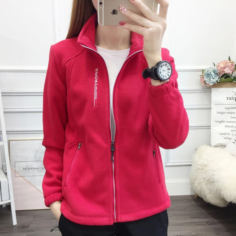 Plus Size Autumn Winter Polar Fleece Warm Coat Women Sweatshirt Outdoor Sports Casual Zipper Cardigan Jacket Top Slim Teenagers