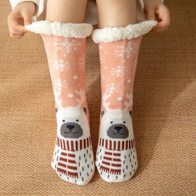 2024 New Cute Warm Socks Thicken Plus Winter Women Fuzzy Socks Christmas Kawaii Stocking Xmas Gift Home Floor Room Funny Sock