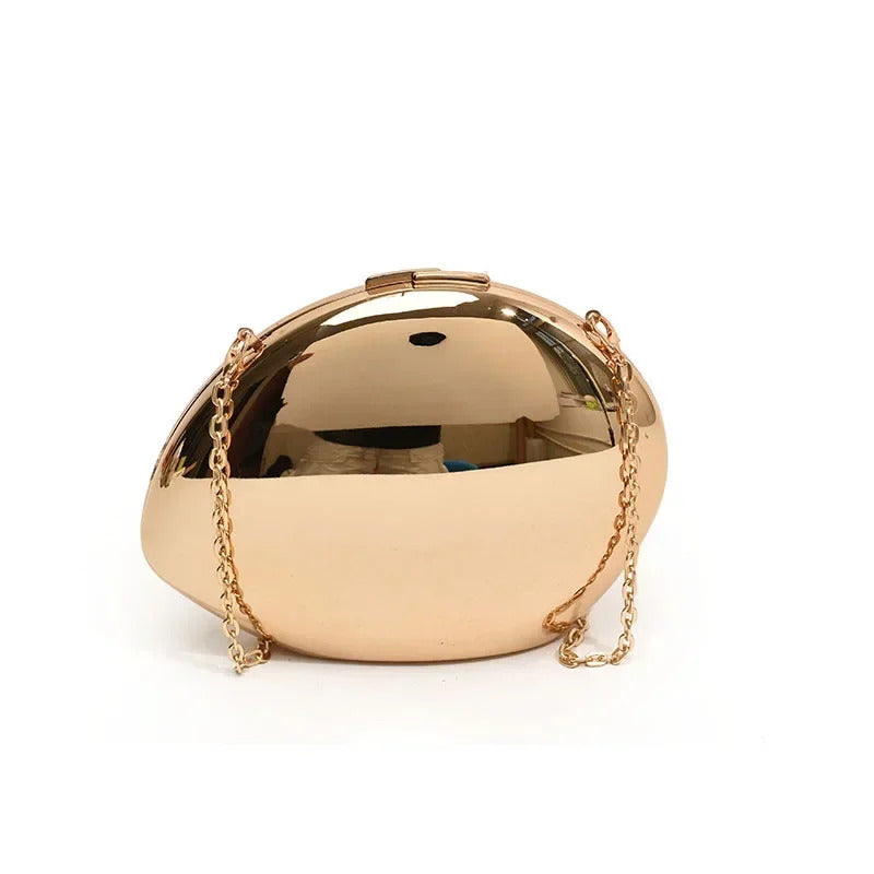 Designer Acrylic Shell Shape Clutch Bag Gold Silver Women Evening Party Bag Cute Shiny Metal Shoulder Crossbody Bags Small Purse