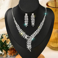 3PC Women's Fashion Copper Inlaid Claw Chain Hollow tassel Necklace Earrings Jewelry Set Wedding Banquet Party Holiday Gift-8133