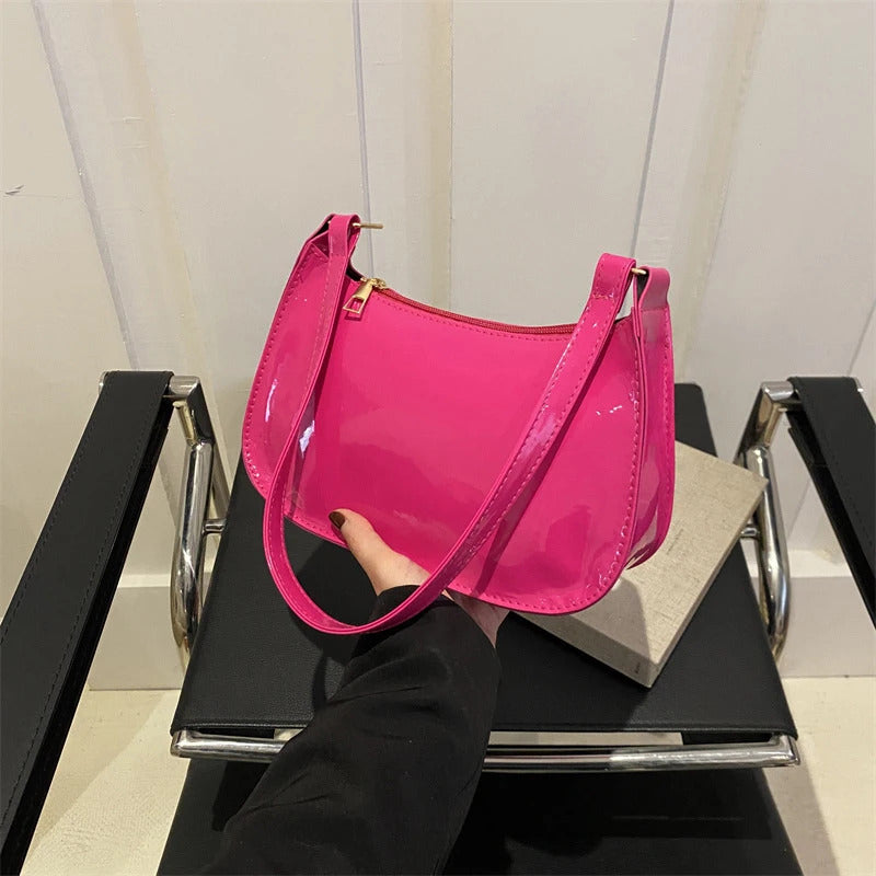 Retro Solid Color PU Leather Shoulder Bag Fashion Women's Handbags Casual Designer Hobos Underarm Bag