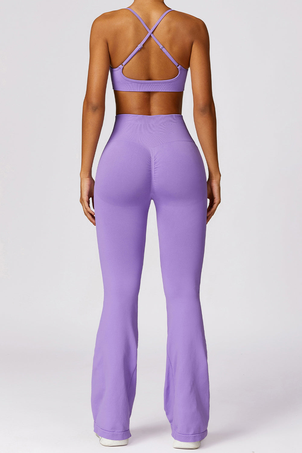 Wisteria Criss Cross Bra and High Waist Flare Pants Active Set