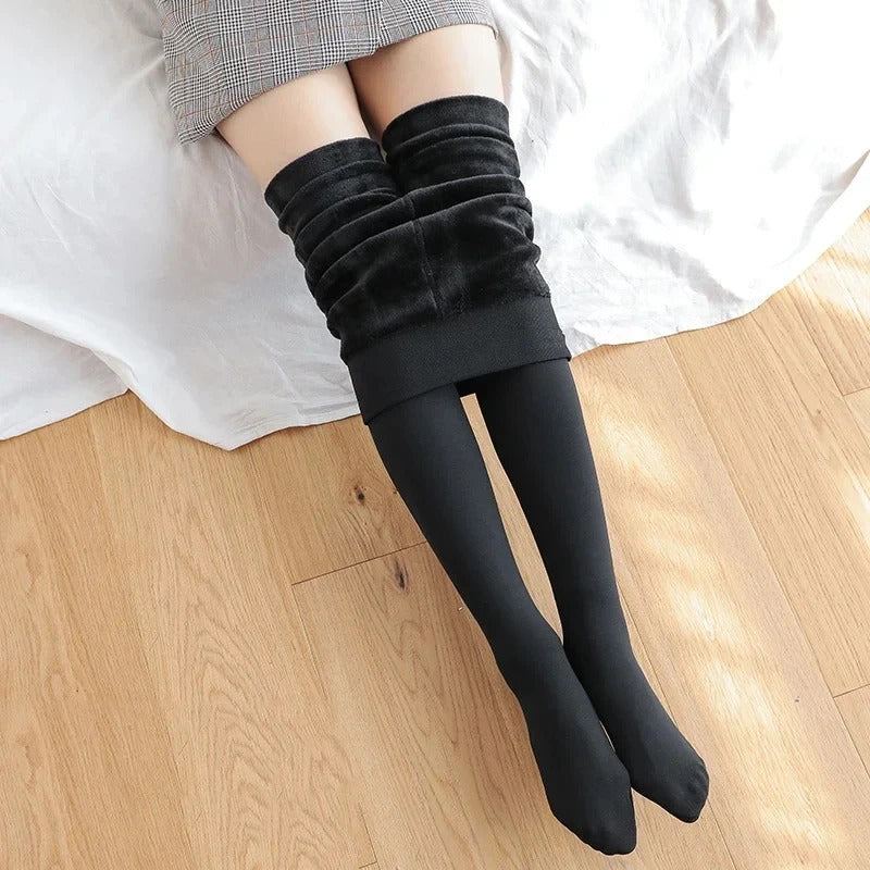 Women Winter Leggings Warm Leggins High Waist Solid Color Velvet Women Thickened Velvet Leggings Casual Stretchy Leggings