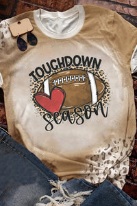 Khaki Touchdown Season Rugby Graphic Leopard Bleached Tee