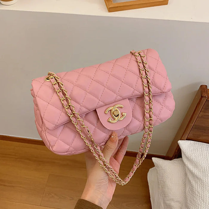 2024 new diagonal chain small square bag, classic texture, simple and fashionable, niche fashion style, luxurious high-end feel