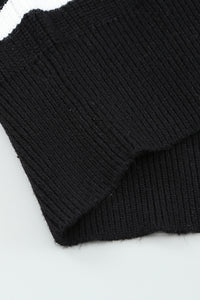 Black Striped Zipper Knit Sweater