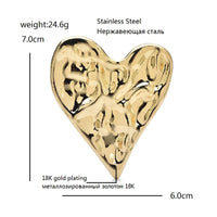 Wuli&baby Big Stainless Steel Heart Brooches For Women 2-color All-match Love Party Office Brooch Pins Gifts