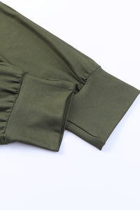 Green High Waist Pleated Pocket Leggings