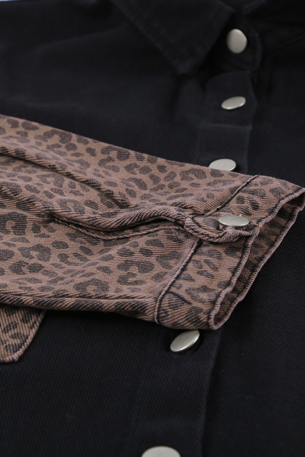 Blank Apparel - Black Contrast Leopard Denim Jacket