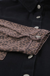 Blank Apparel - Black Contrast Leopard Denim Jacket