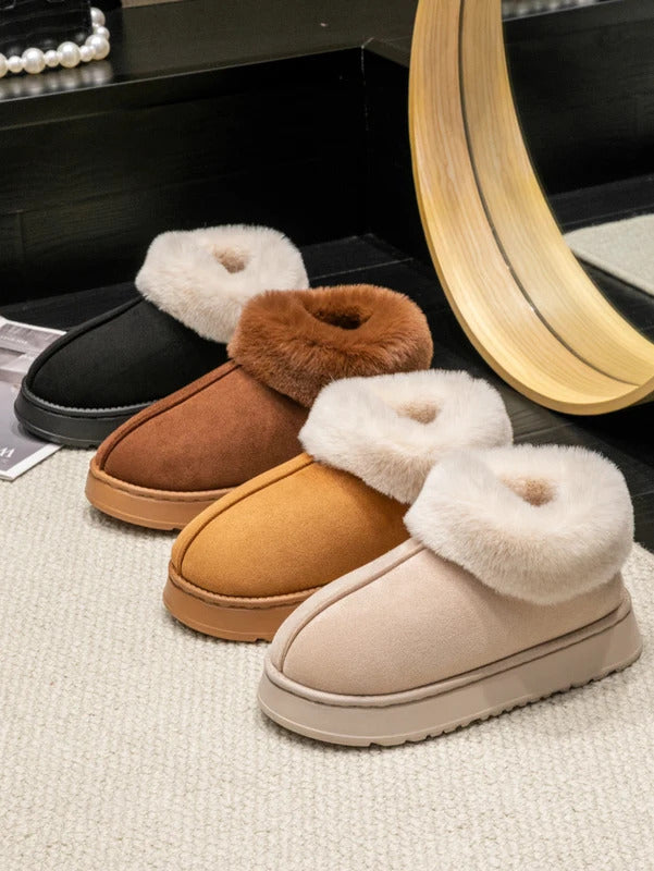 2024 High Quality of  Women's Fashion Snow Boots Fluffy Plush Faux Fur Soft Slippers Winter Indoor Comfortable Home men's Shoes