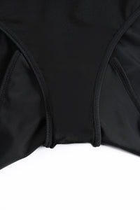 Black Zip Pocket Drawstring Swim Bottom