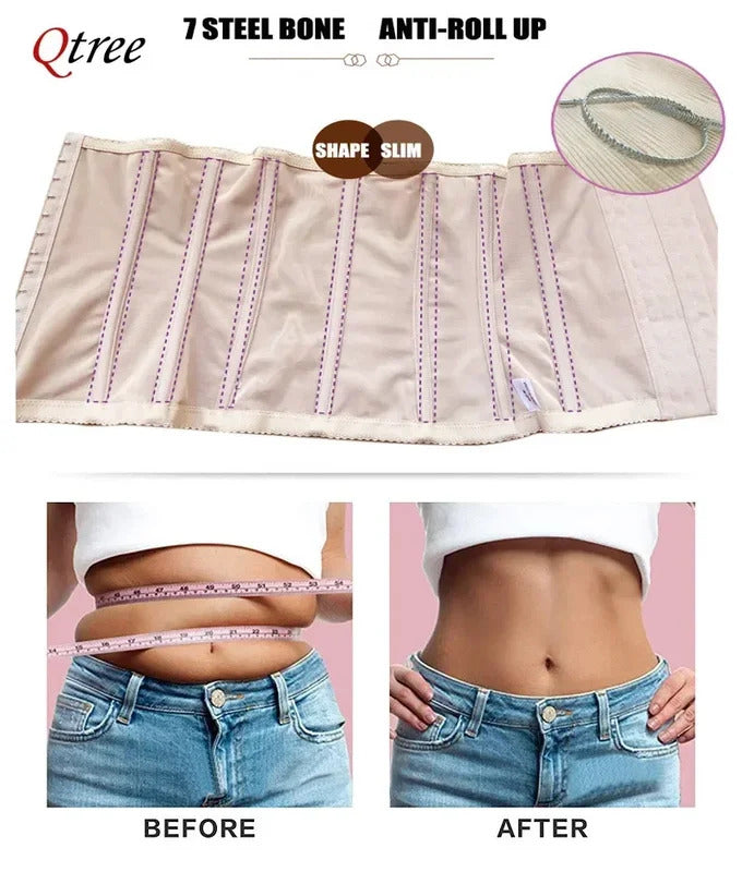 Qtree Dress Slimming Waist Trainer Belt Shapewear Women Belly Cincher Body Shaper Fat Compression Strap Girdles Firm Hook Corset