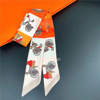 Korean Spring New Chain Buckle Decoration Ribbon Small Scarf Women Twill Tied Bag Handle Ribbon Hair Band Souvenir Small Scarf