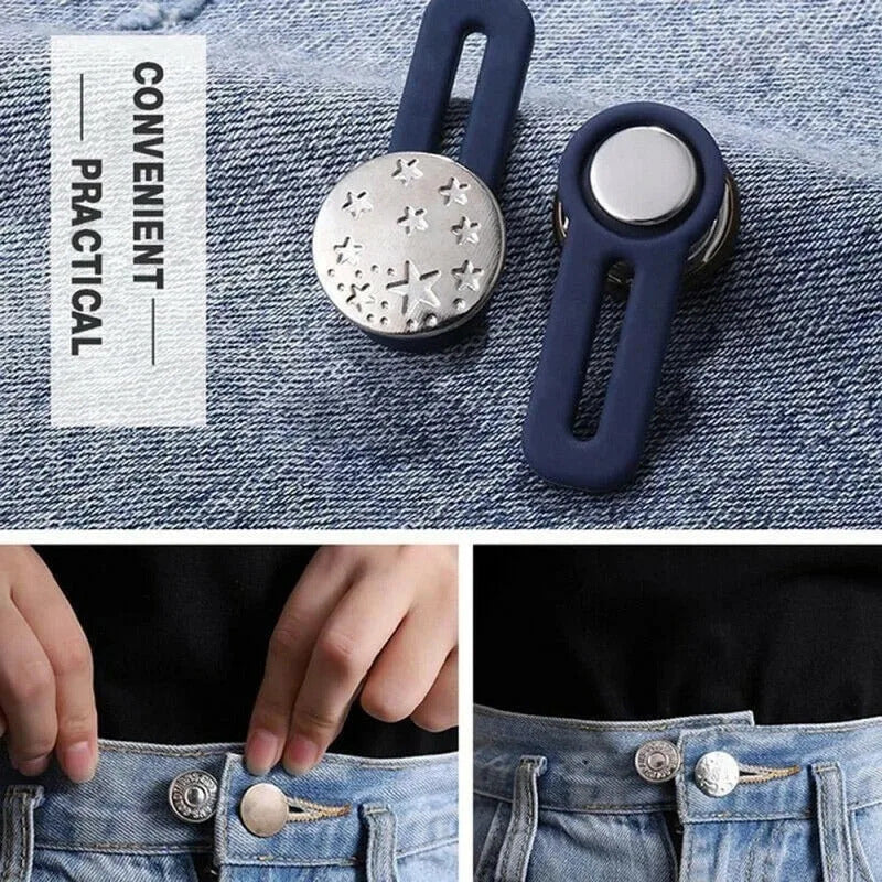 Jeans Elastic Retractable Button Expanders Adjustable Soft Seamless Pants Resilient Spring Metal Buckle Trouser Waist Extender