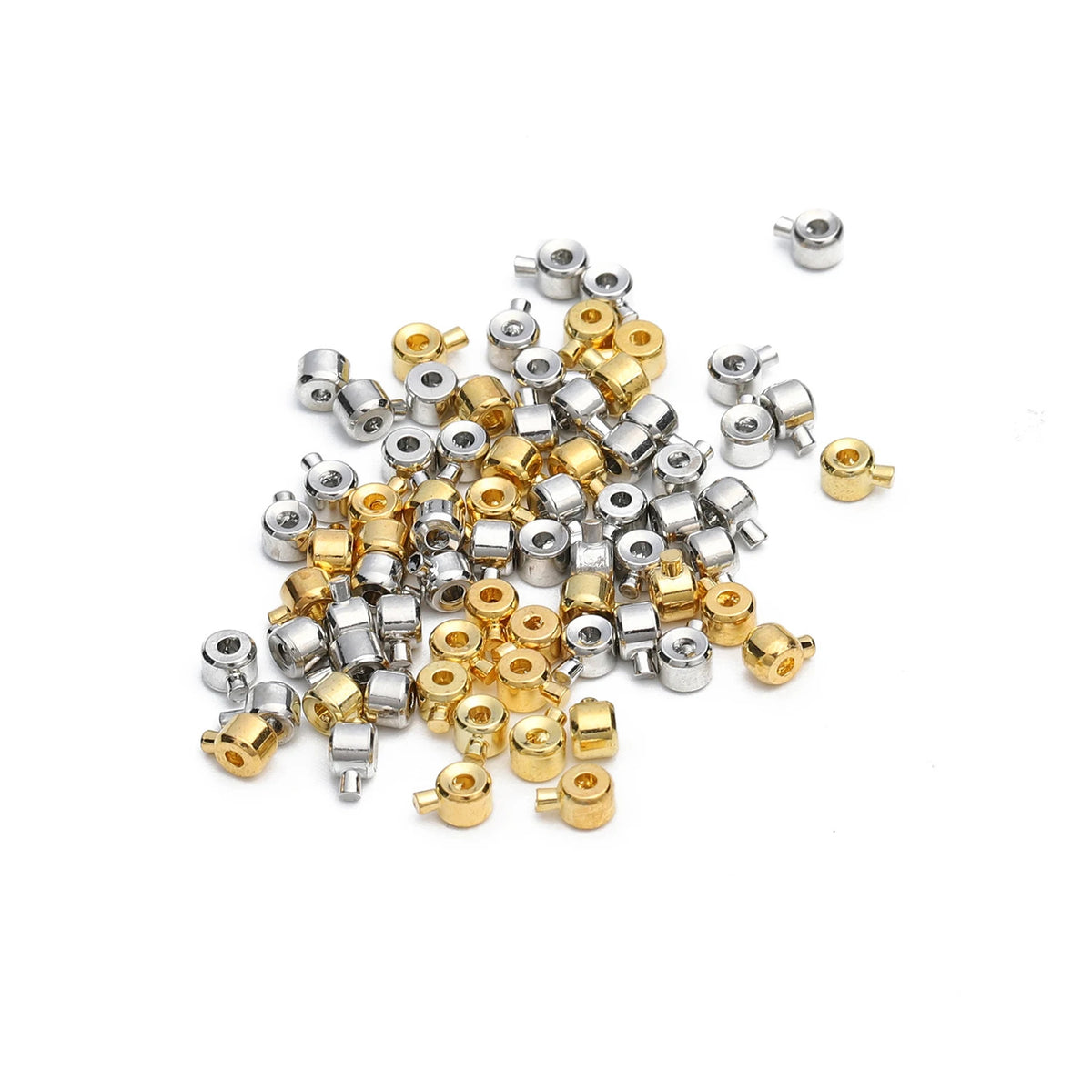 10Pcs Stainless Steel Positioning Stopper Spacers Crimp End Septum Beads for Jewelry Making DIY Necklace Bracelet Connector