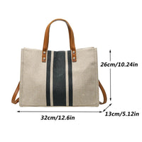 Simple Canvas Stripe Decor Bucket Handbags Women Top Handle Tote Bag Large Capacity Casual Shoulder Crossbody Bags