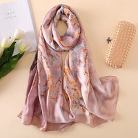 Fashion Luxury Brand Van Gogh Oil Painting Silk Shawl Scarf Lady Apricot Floral Silk Turban Head Hijab Femme Wraps Foulard Snood