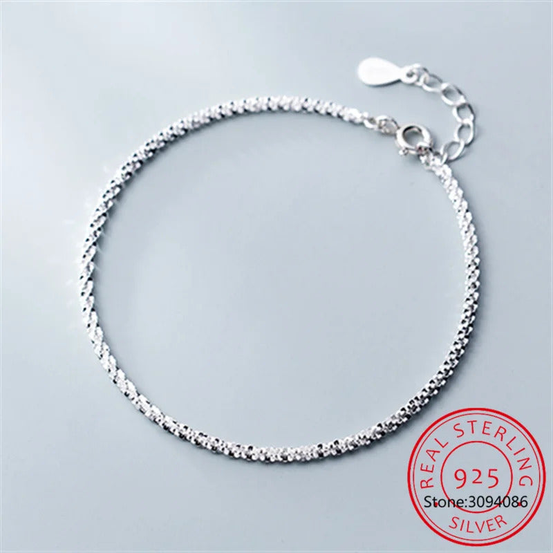 100% 925 Sterling Silver Snake Chain Pearls Anklets For Women Fashion Silver 925 Jewelry Wholesale DA387