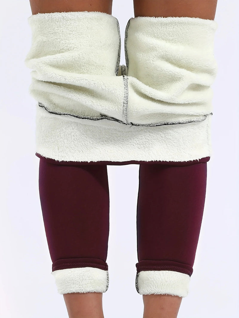 Plush Lined Thermal Pants High Waist Tights For Winter Fleece Leggings