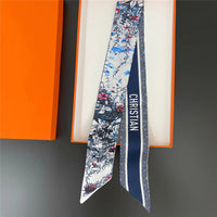 French Spring Hot Sale Plants Jungle Animals Women's Twill Decoration Sharp Horn Strap Bag Spot Silk Band Hair Band Small Scarf