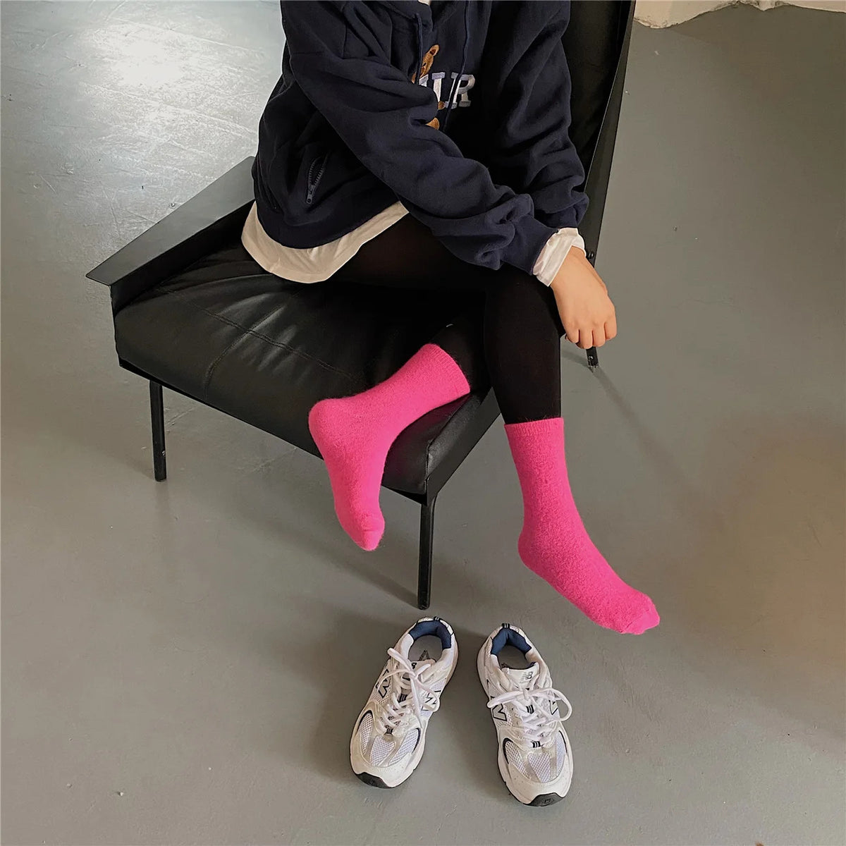 Winter Thicken Warm Long Socks Rabbits Hair Women's Socks Solid Thermal Cashmere Harajuku Crew Sock News Fashion Japanese Kawaii