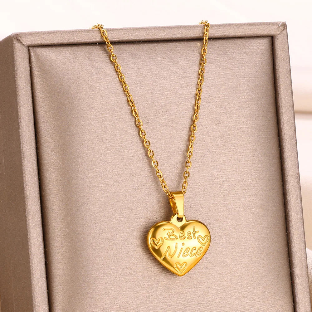 Stainless Steel Love Heart Necklace For Women 2023 New Trendy Lip Chain Simple Pendant Necklace Jewelry Gift Wholesalers