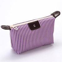 Fashion Striped Dumpling Makeup Bag Folding Wash Bags Bath Handbag Travel Purse