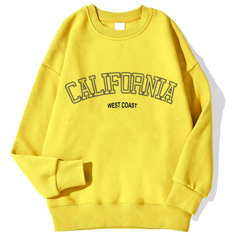 Korean Trend Woman Sweatshirts California West Coast Print Female hoodie Long Sleeves O-neck Pullovers Sporty and Rich Clothing