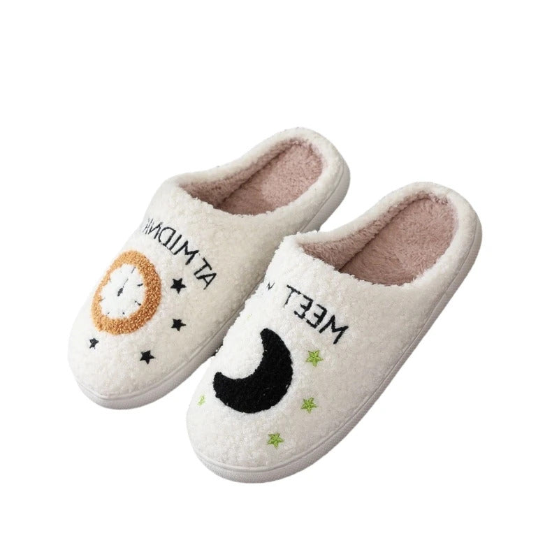 2024 Autumn Winter Family Fashion Slippers Women Home Warm Cartoon Flat Sandals Men Cute Non-slip Slides Couples Christmas Shoes