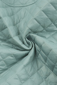 Gray Quilted Pocketed Zip-up Cropped Jacket