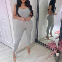 Summer New Jumpsuits Women Sleeveless Bodycon Sexy Backless Black Fashion Rompers Casual Streetwear Sporty Slim Basic Overall