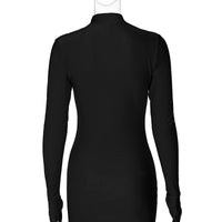 Solid Long Sleeve With Gloves Mini Dress Bodycon Sexy Streetwear Party Half Turtleneck Outfits Y2K Clothes Wholesale