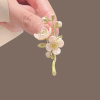 1PC Vintage Temperament Green Jasmine Brooch For Women Crystal Flower Buckle Brooch Dress Clothes Suit Scarf Clip Jewelry Gift