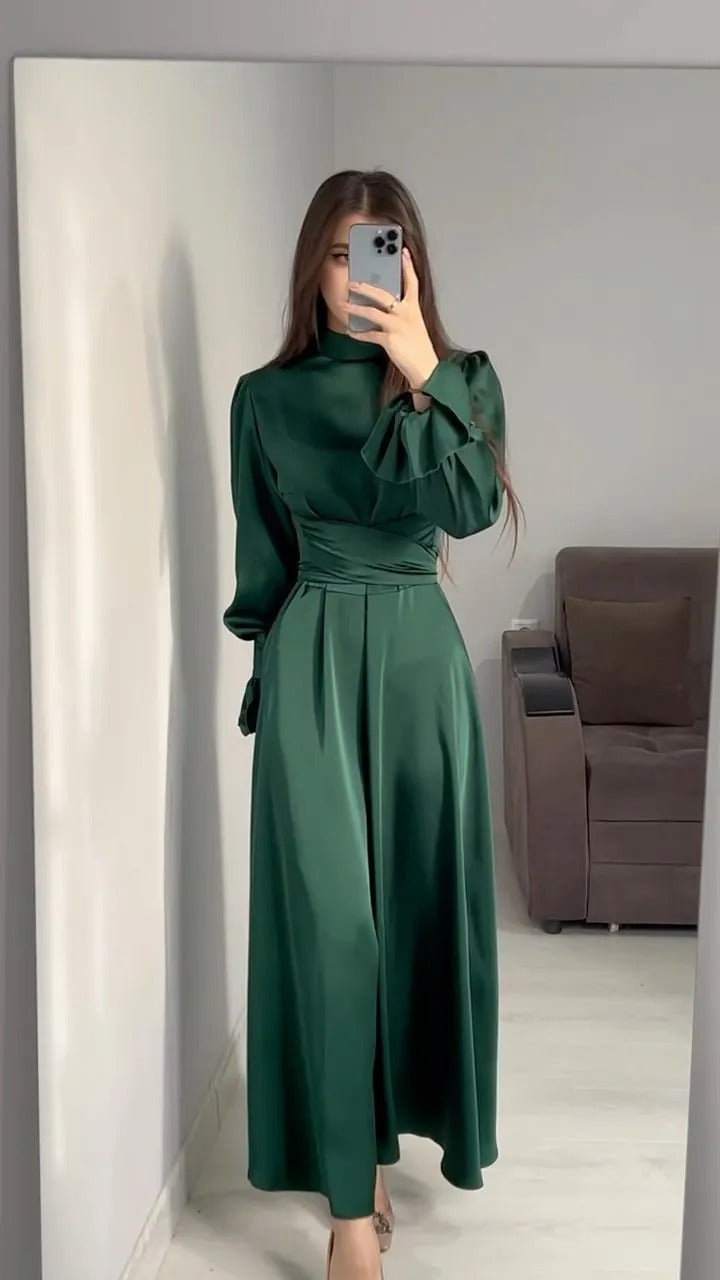 Tossy Ruffled Bandage Elegant Maxi Dress For Women Patchwork Slim Lace-Up Solid Vintage Evening Partywear Ladies Long Dress 2024