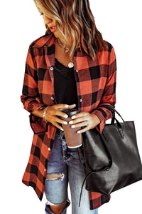 Blue Turn-down Collar Plaid Shirt Jacket