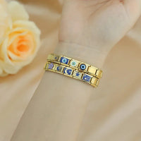 Hapiship Drop Shipping 2024 Moon Star Eye Golden Italian Charm Links Fit 9mm Stainless Steel Bracelet Wholesale Jewelry DJ1373-A