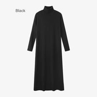 AS 2024 winter turteneck thicken ribbing dress soft and comfortable basic turn-down collar maxi dress ( Ship out in 1 day)