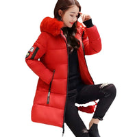 Women's Plus Size cotton jacket long hooded parka with fur collar warm thick jacket casual jacket cotton jacket women's par