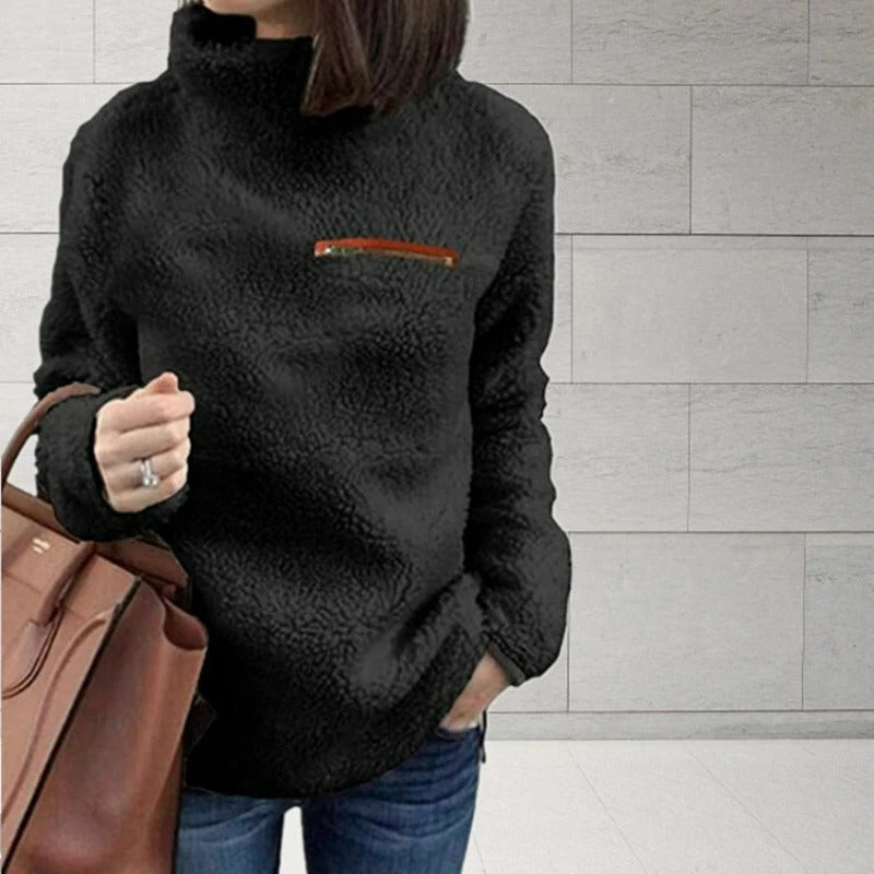 Winter Super Soft and Comfortable Solid Color Turtleneck Pullover Women's Sweater Fashion Zipper Sexy Top Ladies Hipster Clothes