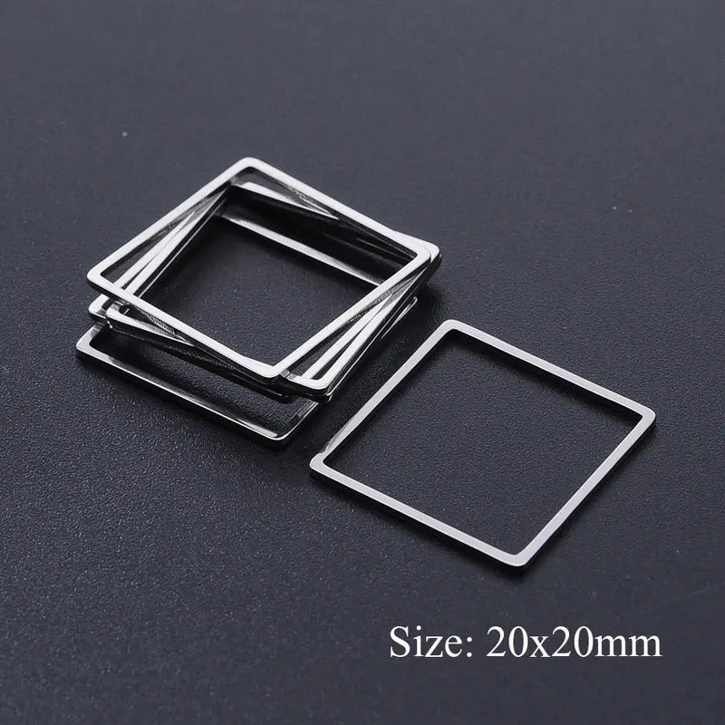 10pcs/lot 316 Stainless Steel   Hollow Geometric Square Circle Triangle Charms Wholesale Never Tarnish Jewelry Making Charms