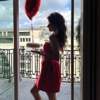 Sexy Red Strapless Puff Hem High Waist Party Mini Dress Women Autumn Winter Sleeveless Backless Slim Dresses 2025 Chic Lady Gown