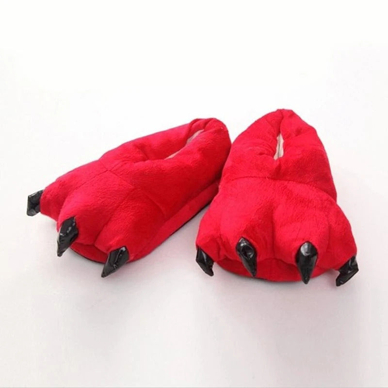 Winter Warm Soft Indoor Floor Slippers Women Men Shoes Paw Funny Animal Christmas Monster Dinosaur Claw Plush Home