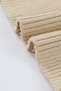 Apricot Cable Ribbed Knit Mix Pattern Puff Sleeve Sweater