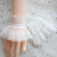 1Pair Spring Autumn Detachable Sleeve Cuffs Lace Cuffs Fake Sleeve Ruffles Elbow Sleeve Sun Protection Gloves Sweater Decorative