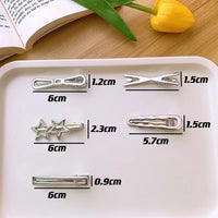 24Pcs/Set Y2K Silver Metal Hairpins for Women Girls Star Hair Clip Multiple Styles Seamless Duckbill Clip Girls Hair Accessoires