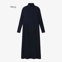 AS 2024 winter turteneck thicken ribbing dress soft and comfortable basic turn-down collar maxi dress ( Ship out in 1 day)