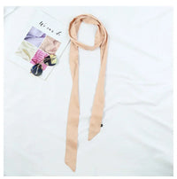 5X190CM Women Narrow Long Scarf Solid Color Chiffon Red Tie Black Bag Ribbon Headband Choker Streamer Lady Accessories