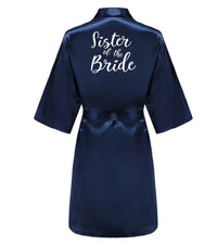 Satin Silk Robes Plus Size Wedding Bathrobe Bride Bridesmaid Mother Maid of Honor Gown Women Clothing Sleepwear Navy Blue